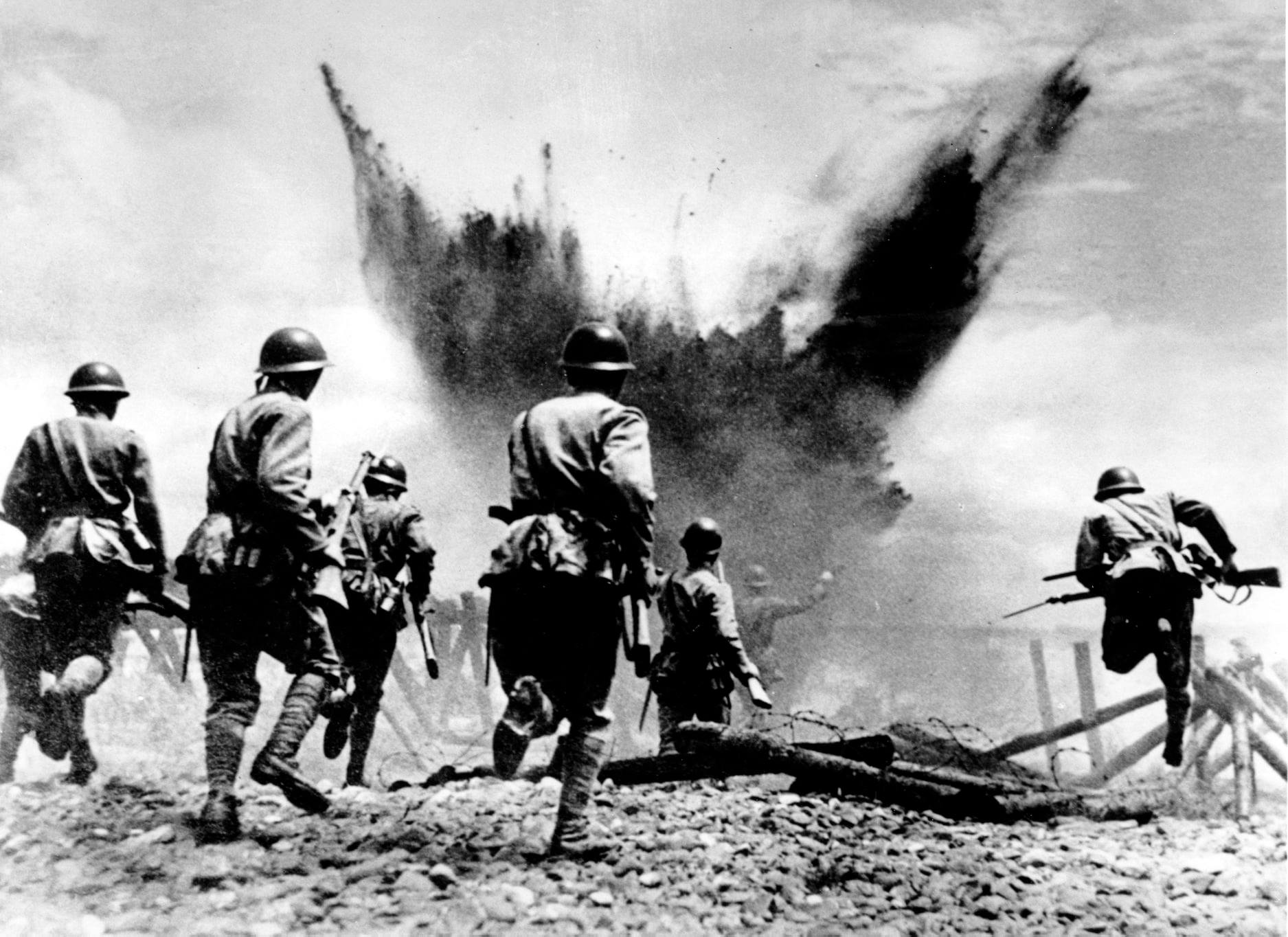 Japanese soldiers charging ww2