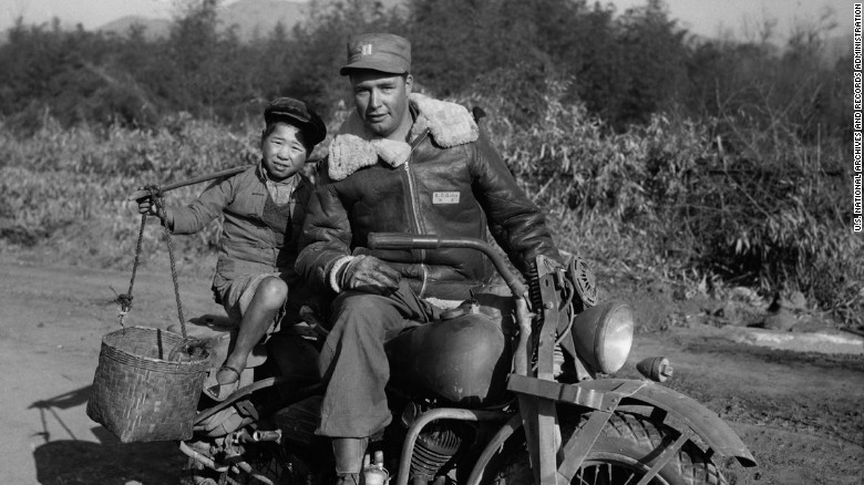 us soldier chinese kid motorcycle ww2