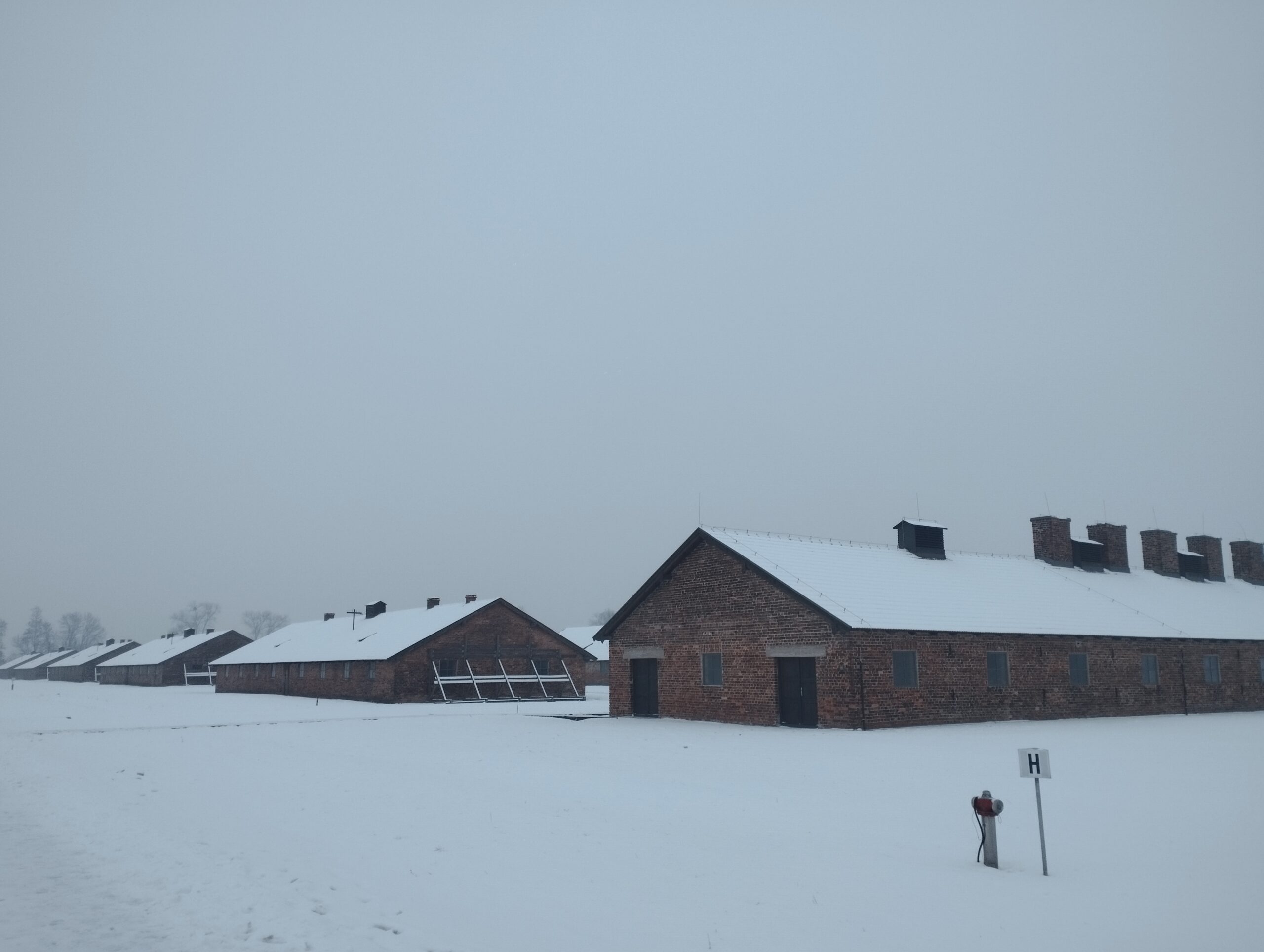 Auschwitz Birkenau barracks winter