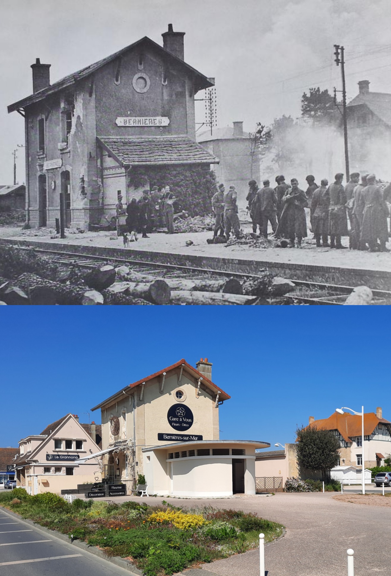 bernieres sur mer train station german soldiers